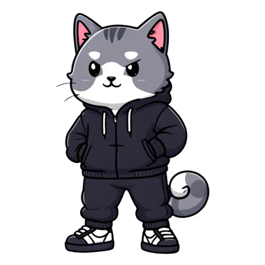 Cat wearing balenciaga tracksuit sticker