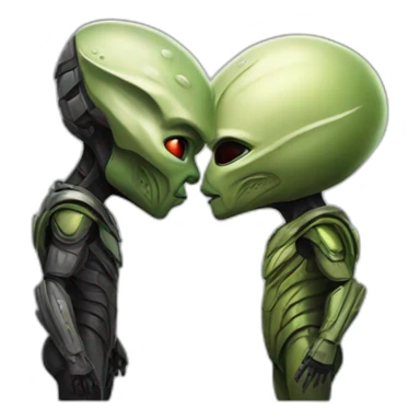 predator is kissing alien sticker