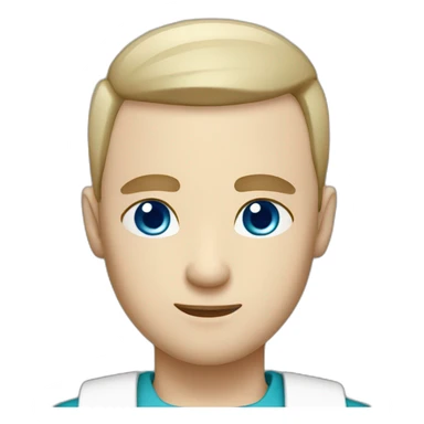 Medic man with no hair, pale skin, blue eyes and stubble sticker