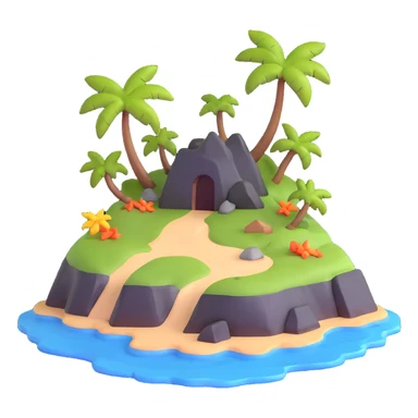 small deserted island with treasure chest sticker