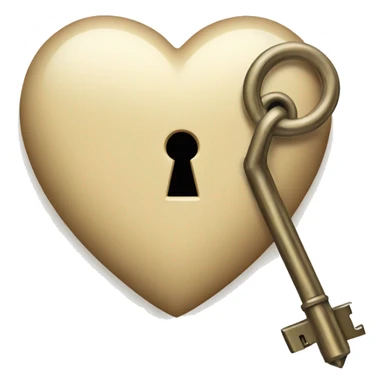 vintage beige heart-shaped lock and key sticker