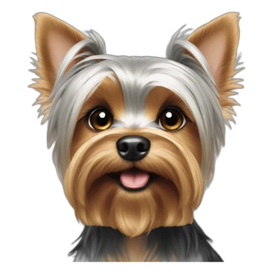 yorkshire terrier one ear up and one ear down silver head sticker