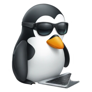 CUTE PENGUIN WORKING ON LAPTOP WITH SUNGLASSES sticker