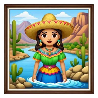 trajinera mexicana en un río sticker