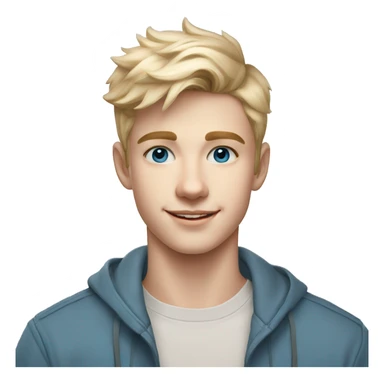 confident happy clean shaven pale teen boy with short blonde light hair blue eyes outdoor portrait sticker