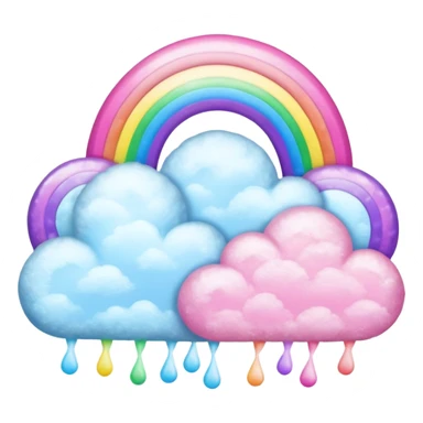 Pink sparkly rainbow with cotton candy clouds sticker