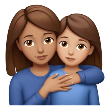 mom and daughter next to eachother hugging. they both have brown hair and brown eyes sticker