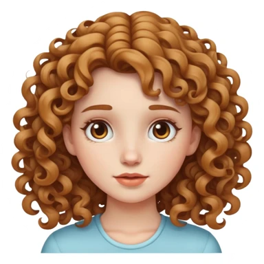 a white skin girl with curly light brown hair sticker