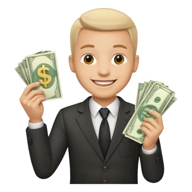happy businessman with money sticker