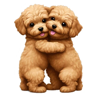 2 brown maltipoo dogs hugging, they are brother and sister sticker