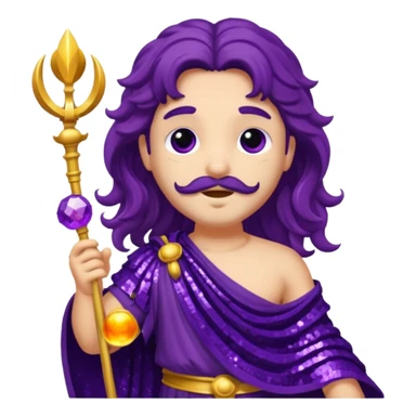  Pluto from Roman Deities with long deep purple wavy hair, deep purple sequin toga sticker