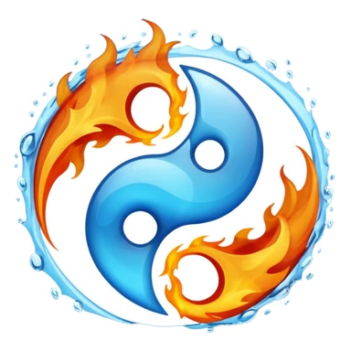 The fire and water emojis are in the form of the yin-yan symbol in front of a completely black background. let the background be black sticker