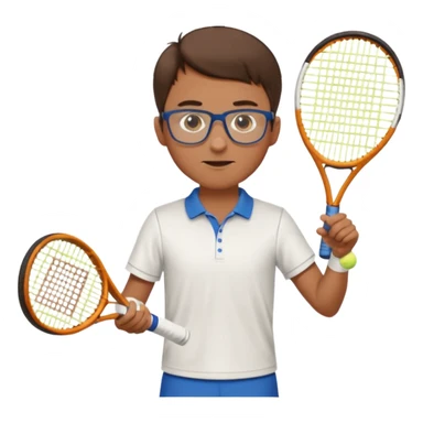 homme l'air cool taille moyenne corpulence maigre cheveux chatain court yeux bleus lunettes photo de pieds en pantalon qui fait du tennis pe sticker