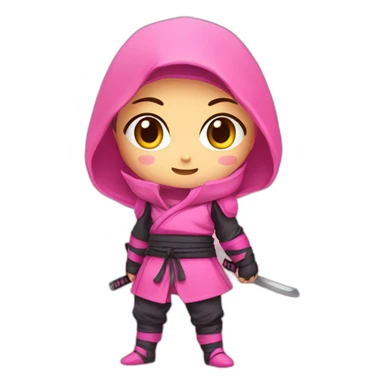 cute ninja anime girl with pink clothes sticker