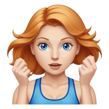 Strawberry Blonde woman with blue eyes exercising sticker