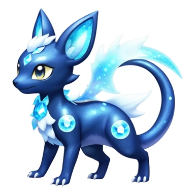 Shiny icy iridescent Nebulae Salandit-Meowstic-Umbreon-Fakémon-hybrid-creature (full body)  sticker