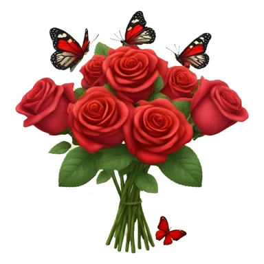 Red Roses bouquet with butterflies sticker