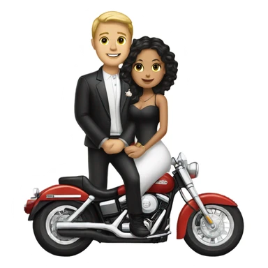 White boy marrying a Latina girl sitting on a Harley  sticker