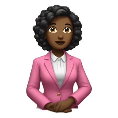 Rear view of Black female Historian with pink blazer and short black hair standing in court sticker
