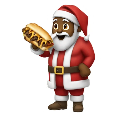 santa eating a cheesesteak sticker