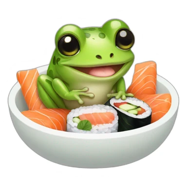 Cute Baby frog eating sushi sticker