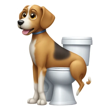 Dog pooping on toilet  sticker