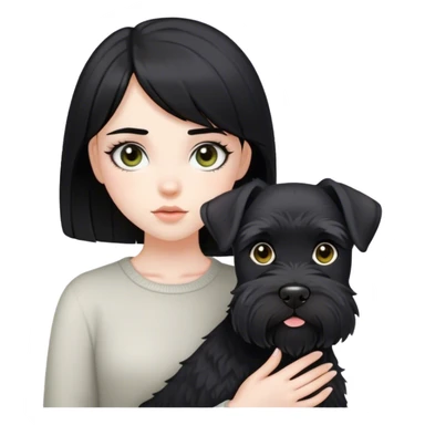 pale girl with light eyes and black hair and black schnauzer sticker