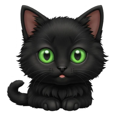 A photo-realistic digital illustration of a cute black kitten sticker