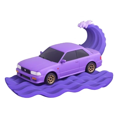 japanese purple wave phonk car drifting sticker