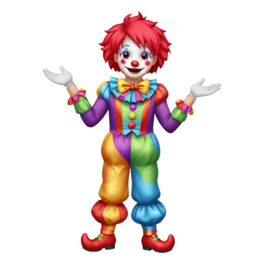 Clown – Bright makeup, red nose, colorful wig, exaggerated smile, full body sticker