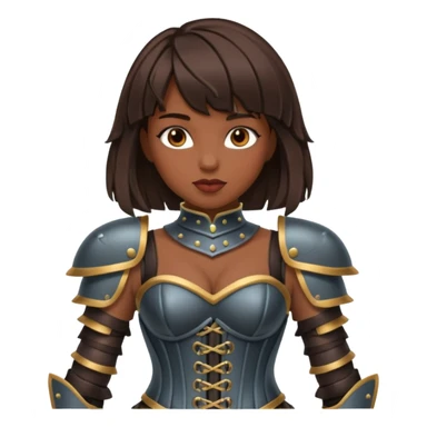dark skinned with bangs brunette woman with corset armour sticker