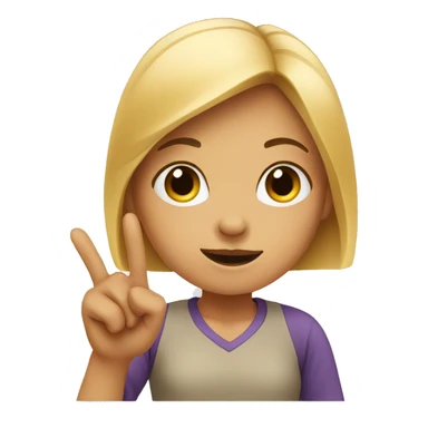 Girl pointing to nose sticker