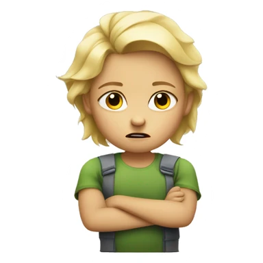 angry blonde  child sitting with arms folded sticker