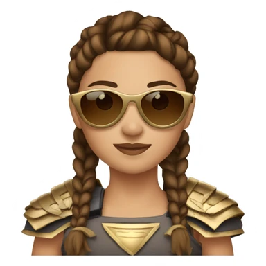 Girl gladiator with French braids, brown hair and sunglasses sticker