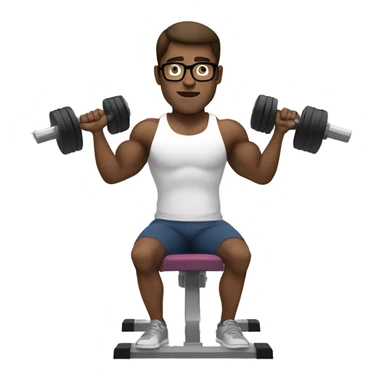 White guy brown hair with glasses doing benchpress workout sticker
