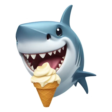 Shark smiling while eating an ice cream sticker