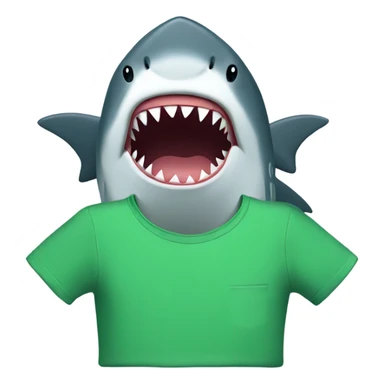 Green T shirt with a shark  sticker