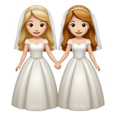 two brides holding hands, wedding dresses sticker