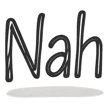 icon of 'Nah' with a subtle shadow, monochrome, professional look sticker