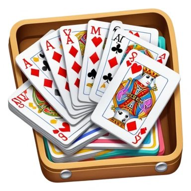 Canasta card game with a pile of cards and score pad sticker