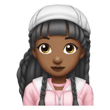 black woman chii chobits with one pink eye and one gray eye wearing braids in Manchestercity outfit sticker