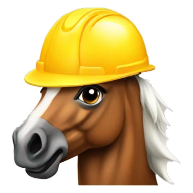 horse wearing a construction helmet sticker