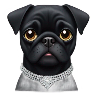 Black pug with rhinestone collar  sticker