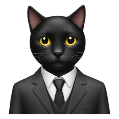 black cat on suit working sticker