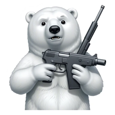 A polar bear with a gun sticker