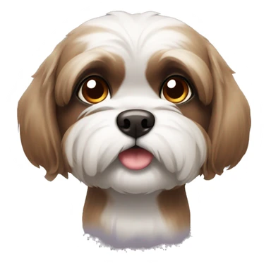 Shitzu with brown a round mouth and grey around eyes with dark brown eyes sticker