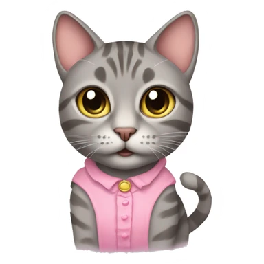 grey tabby cat in pink dress sticker