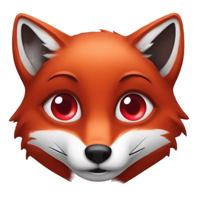dark red fox face with tiny red heart instead of eyes sticker