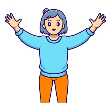 girl wearing pastel blue clothes shrugging with hands spread out in an "I don't know" gesture sticker