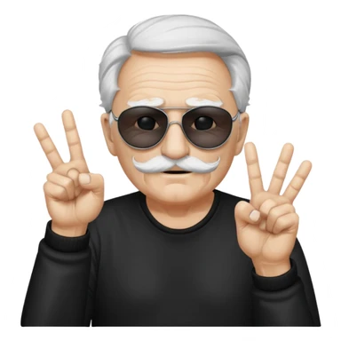 Some white old guy with a mask on and black shades with it also holding up the middle fingers sticker